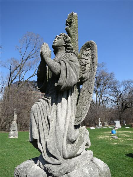 All Saints Parish Cemetery Chicago IL April 22nd 2013 cemetery angel kneeling pray