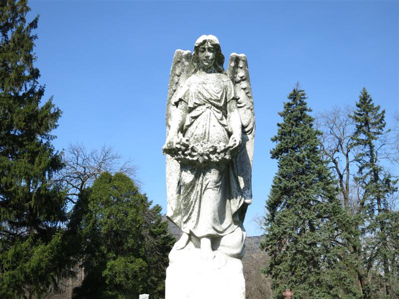 All Saints Parish Cemetery Chicago IL April 22nd 2013 cemetery angel with wreath