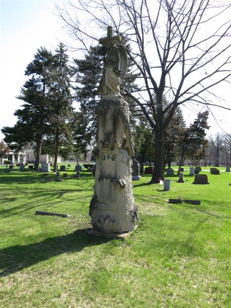 All Saints Parish Cemetery Chicago IL April 22nd 2013 WOW tree stump angel cross
